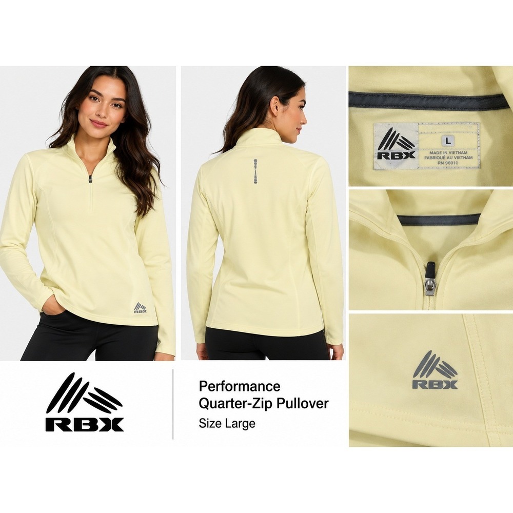 RBX Performance Quarter-Zip Pullover Pale Yellow Women Large RN 63619